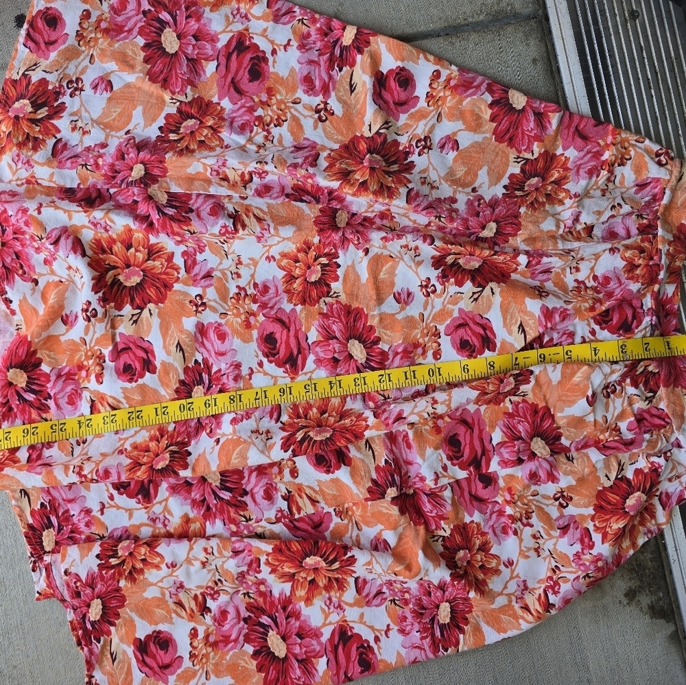 Pink and Red Smocked A-Line Midi Skirt - Picture 9 of 9